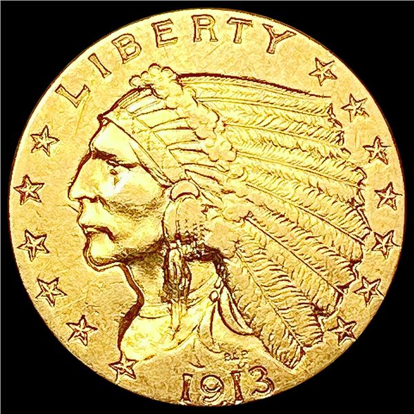 1913 $2.50 Gold Quarter Eagle CLOSELY UNCIRCULATED