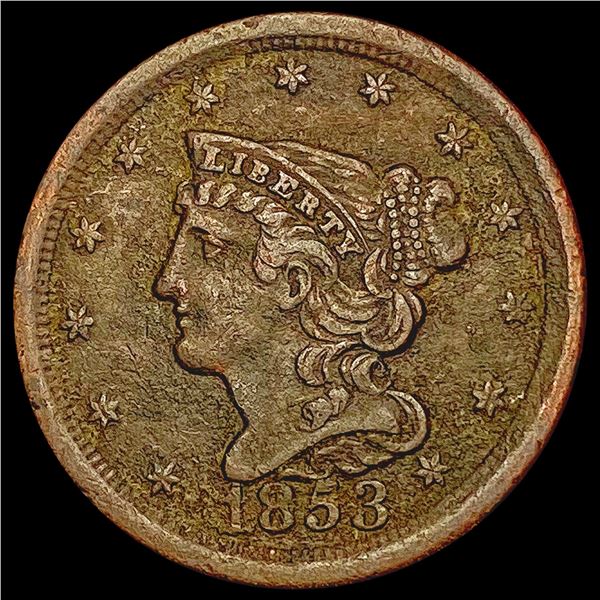 1853 Braided Hair Half Cent NEARLY UNCIRCULATED