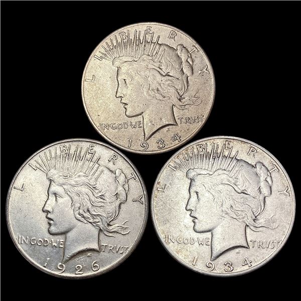 [3] 1934-S&1926-S Silver Peace Dollar CLOSELY UNCIRCULATED