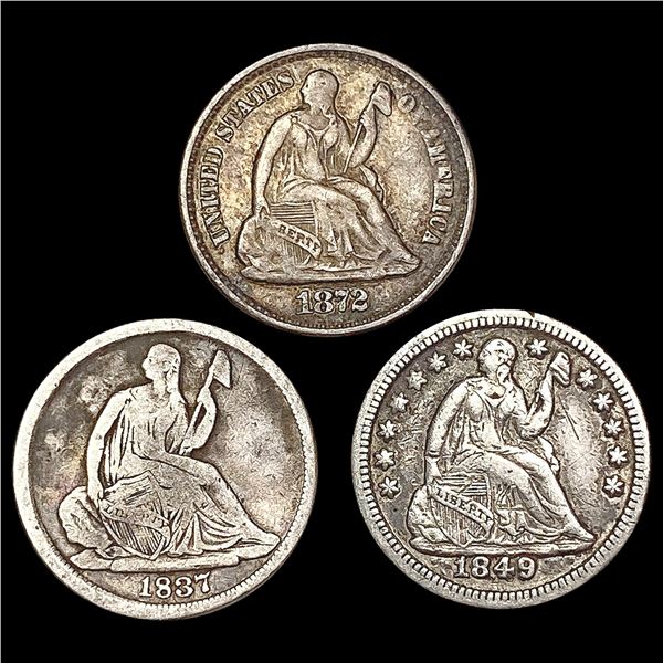 [3] 1837-1872 Seated Liberty Half Dime HIGH GRADE