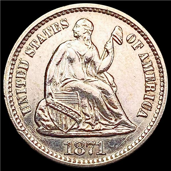 1871 Seated Liberty Half Dime CHOICE AU