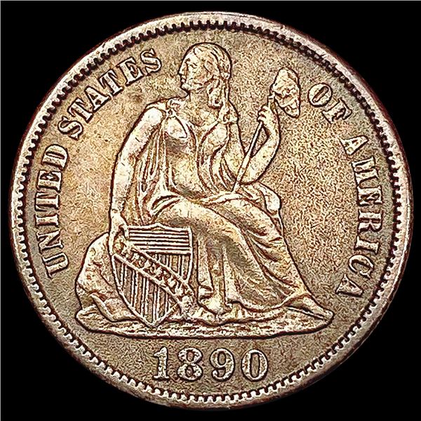 1890-S Seated Liberty Dime CHOICE AU