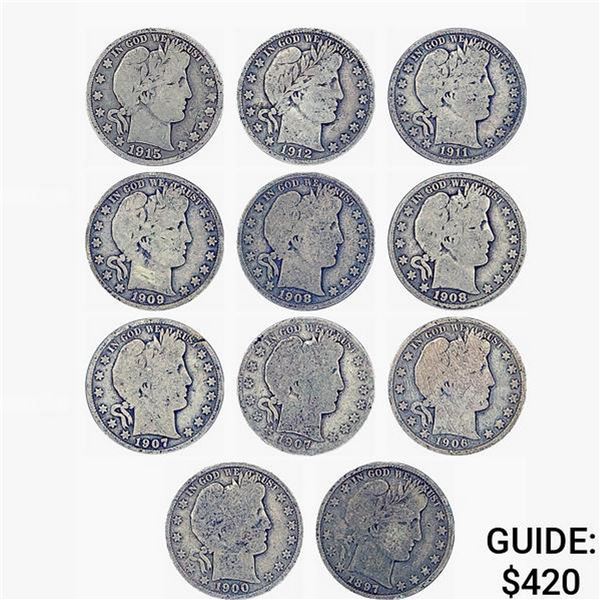 1897-1915 Barber Half Dollars [11 Coins]