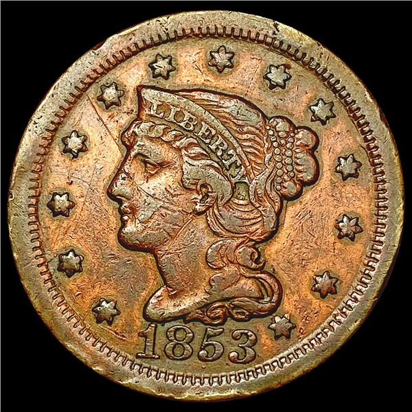 1853 Braided Hair Large Cent LIGHTLY CIRCULATED