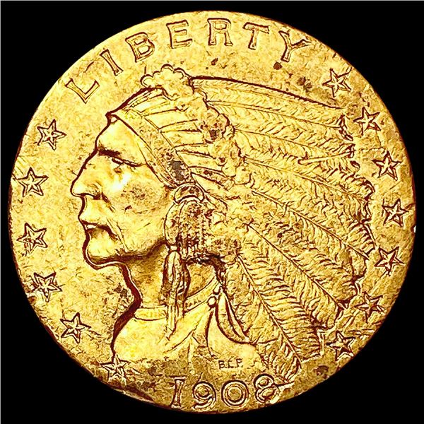 1908 $2.50 Gold Quarter Eagle CLOSELY UNCIRCULATED