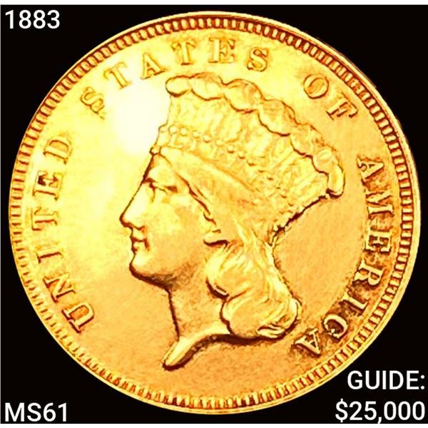 1883 $3 Gold Piece UNCIRCULATED