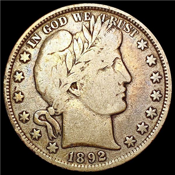 1892 Barber Half Dollar NICELY CIRCULATED