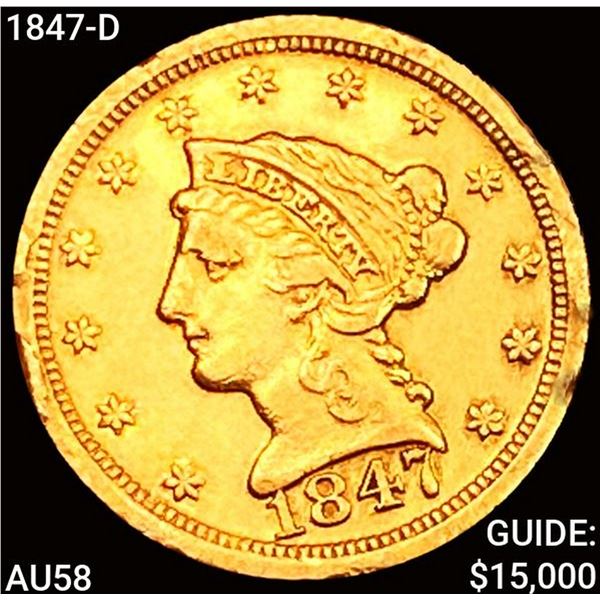 1847-D $2.50 Gold Quarter Eagle CHOICE AU