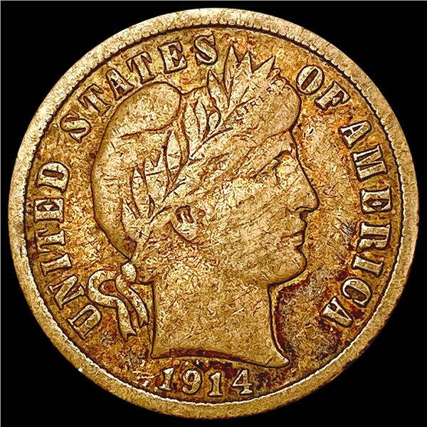 1914-D Barber Dime LIGHTLY CIRCULATED
