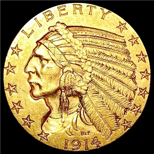 1914-D $2.50 Gold Quarter Eagle CLOSELY UNCIRCULATED