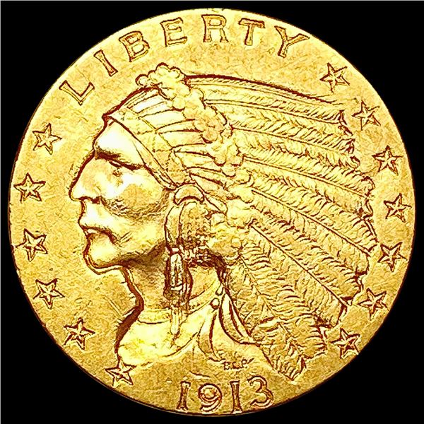 1913 $2.50 Gold Quarter Eagle CLOSELY UNCIRCULATED