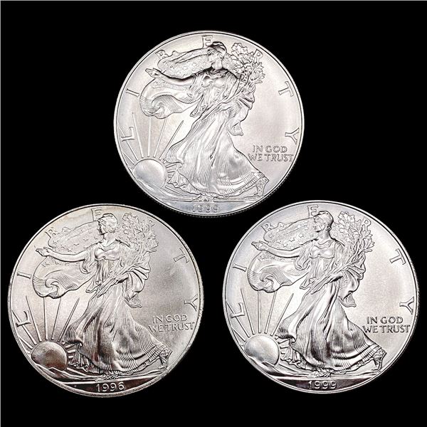 [3] 1996&1999 1oz $1 American Silver Eagle SUPERB GEM BU