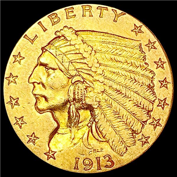 1913 $2.50 Gold Quarter Eagle CLOSELY UNCIRCULATED