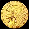 Image 1 : 1913 $2.50 Gold Quarter Eagle CLOSELY UNCIRCULATED