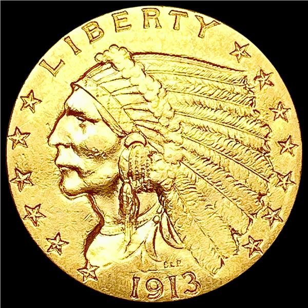 1913 $2.50 Gold Quarter Eagle CLOSELY UNCIRCULATED
