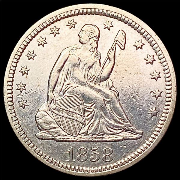 1858 Seated Liberty Quarter CLOSELY UNCIRCULATED
