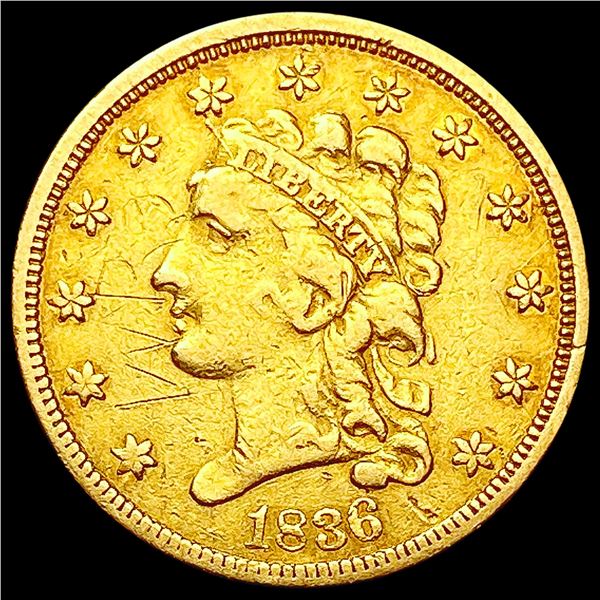 1836 $2.50 Gold Quarter Eagle NEARLY UNCIRCULATED