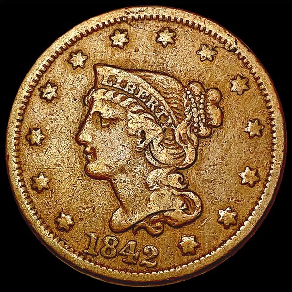 1842 Braided Hair Large Cent LIGHTLY CIRCULATED