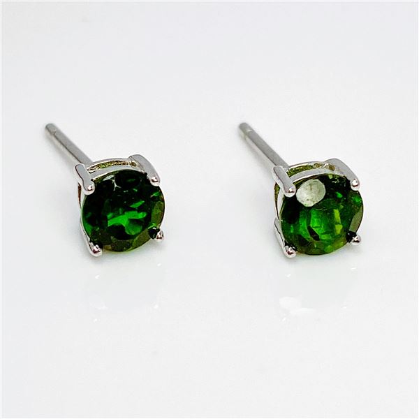 Sterlin Silver Chrome Diopside Stud Earrings