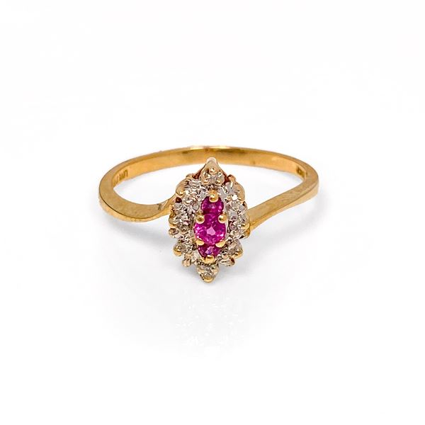 10k yg Diamond & Pink Tourmaline Fashion Ring