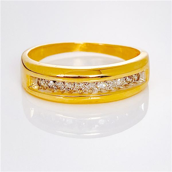 Mns 14k yg Wedding Band with Diamonds