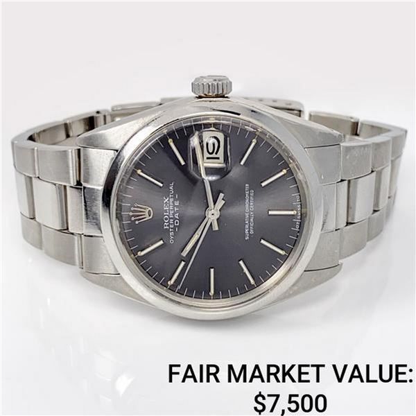 Mns SS Date Rolex- Band Grey Dial