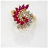 Image 1 : 10k yg Ruby & Diamond Swirl Fashion RIng