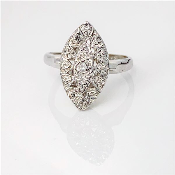 10k wg Diamond Art Deco Filigree Ring