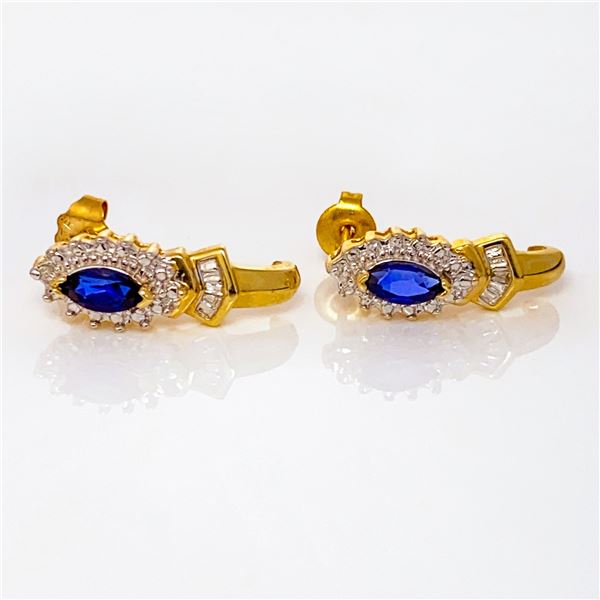 10k yg Diamond & Sapphire Earrings