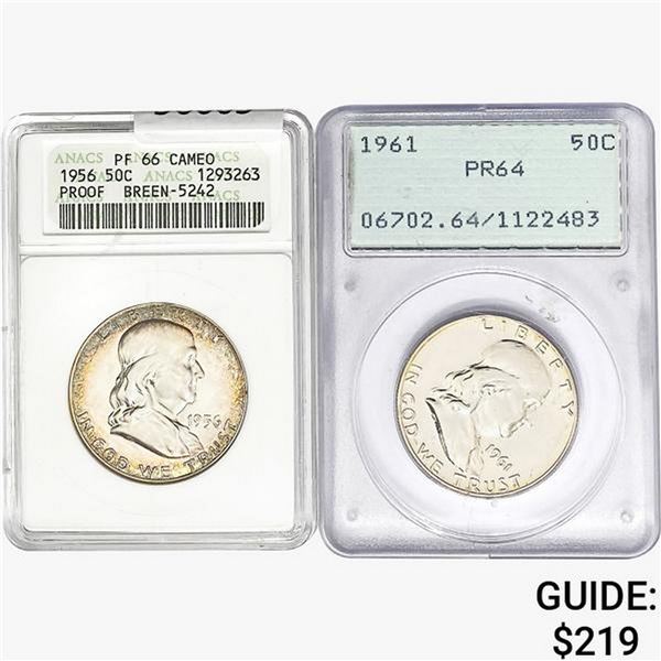 [2]1956-1961 Franklin Half Dollar PCGS/ANACS PR64-66