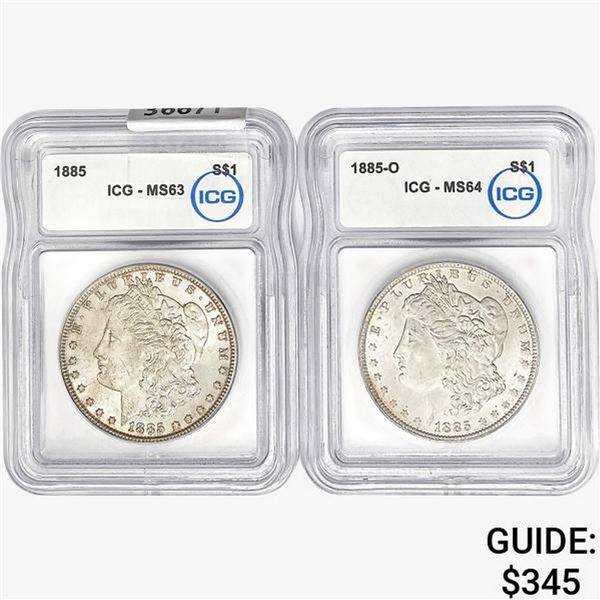 [2]1885/O Morgan Silver Dollar ICG MS63-64