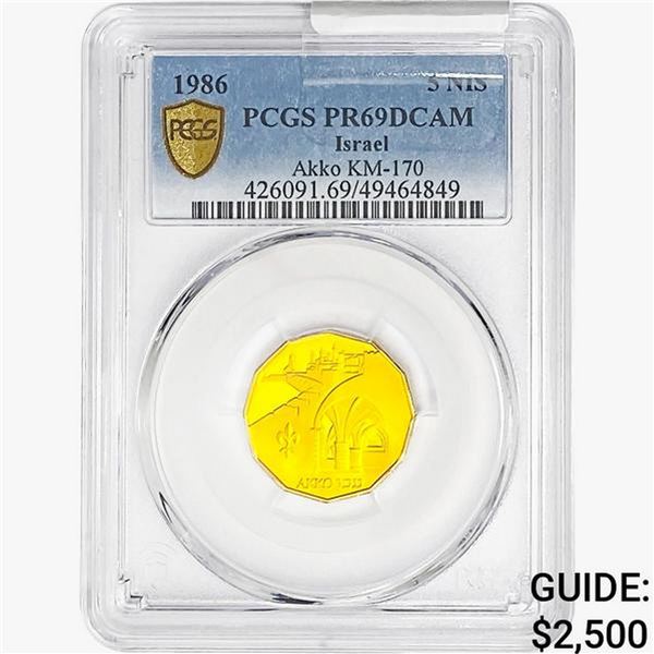 1986 0.274oz Gold Israel 5 New Sheqalim PCGS PR69 DCAM