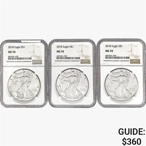 [3]2018 Silver Eagle NGC MS70