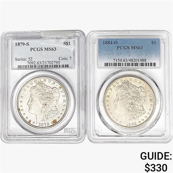 [2]1879-S/1884-O Morgan Silver Dollar PCGS MS63