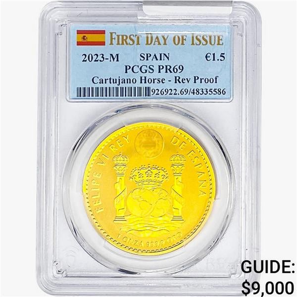 2023-M 1oz Gold Spain 1.5 Euro-Cartujano PCGS PR69