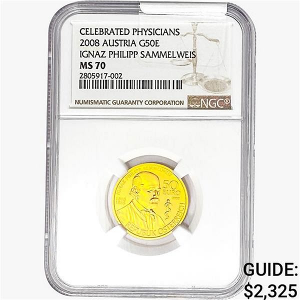 2008 0.358oz AUST G50 Euro-Semmelweis NGC MS70