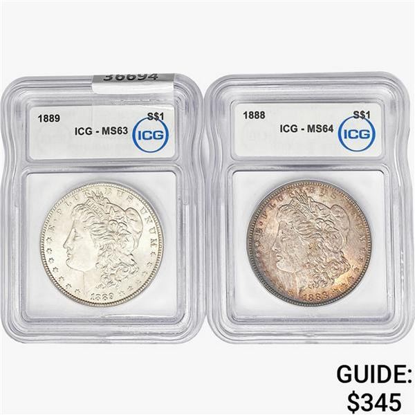 [2]1888-1889 Morgan Silver Dollar ICG MS63-64