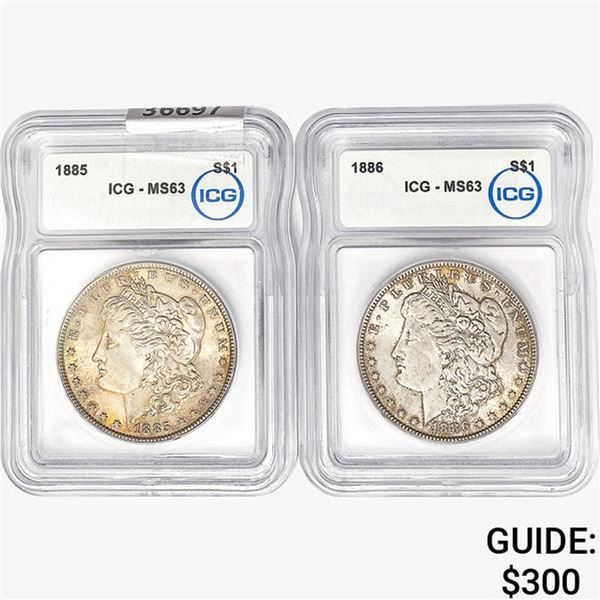 [2]1885-1886 Morgan Silver Dollar ICG MS63