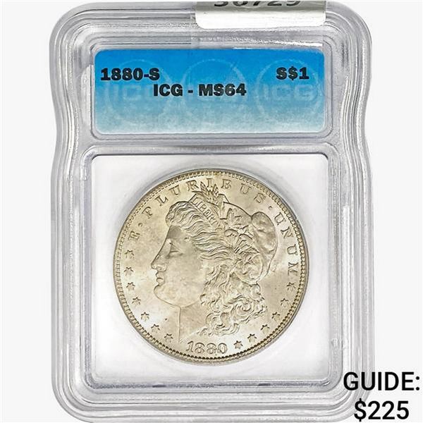 1880-S Morgan Silver Dollar ICG MS64
