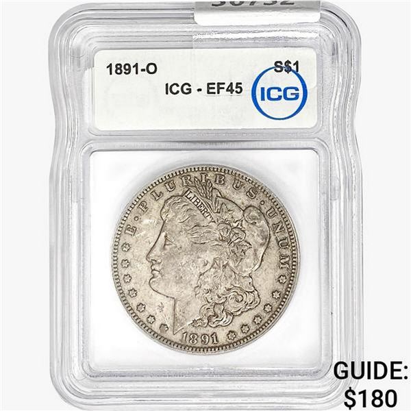 1891-O Morgan Silver Dollar ICG EF45