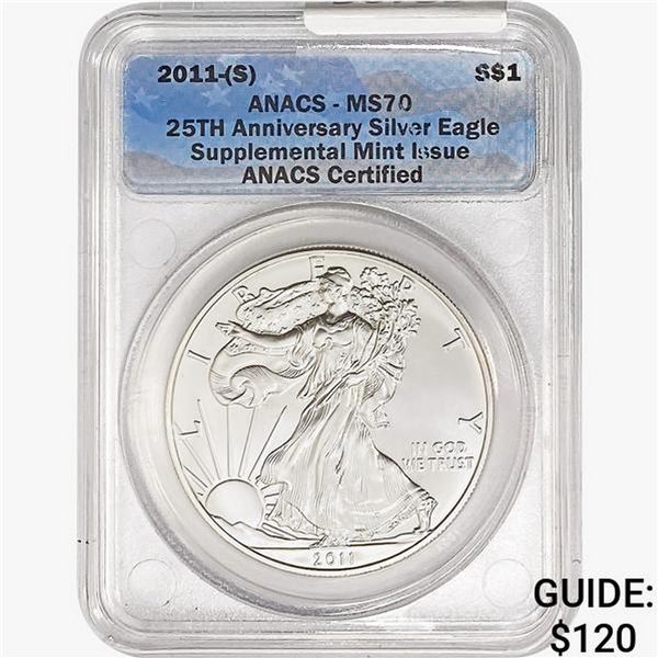2011-S Silver Eagle ANACS MS70