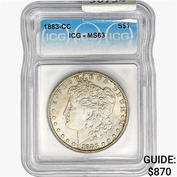 1883-CC Morgan Silver Dollar ICG MS63