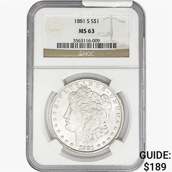 1881-S Morgan Silver Dollar NGC MS63