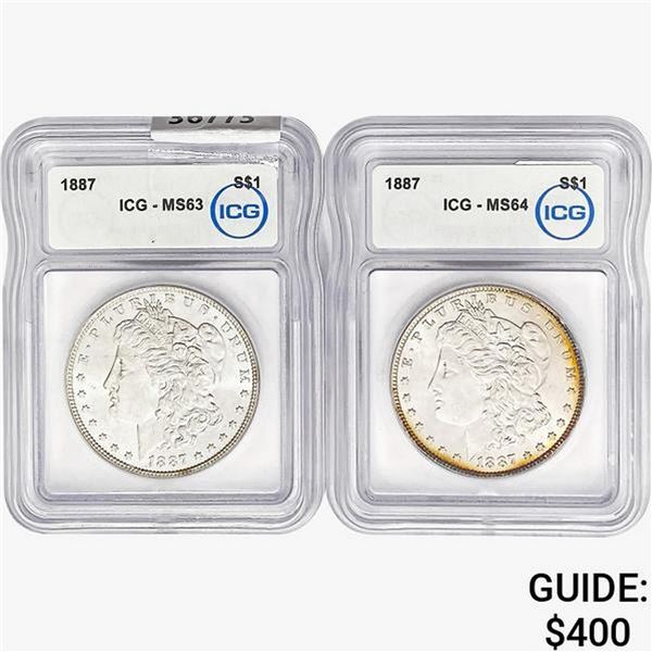 [2]1887 Morgan Silver Dollar ICG MS63-64