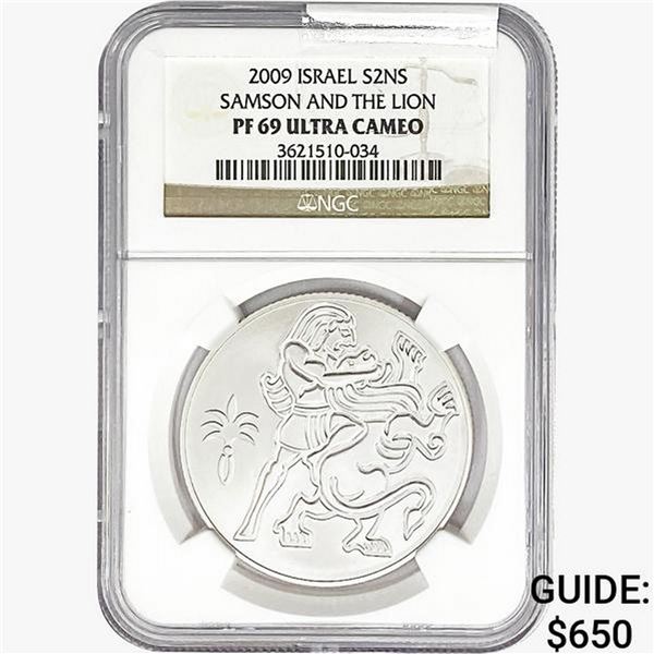 2009 1oz Silver Isreal 2 New Sheqalim NGC PF69 UC