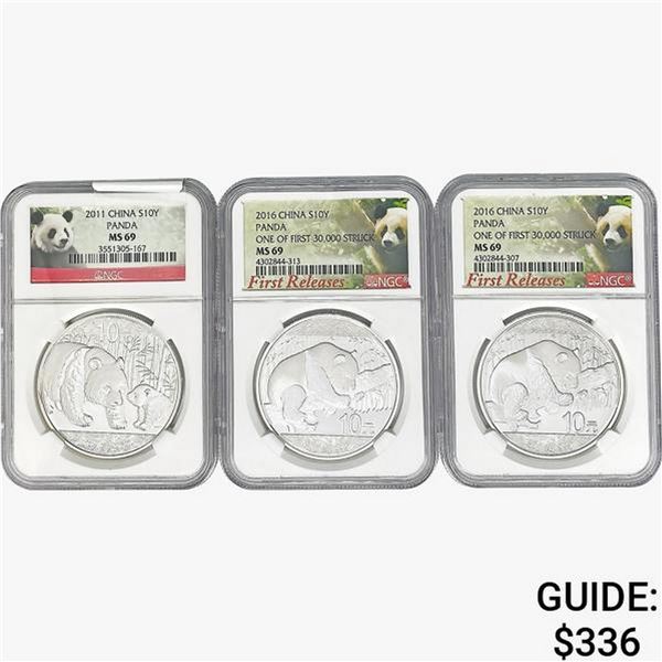 [3]2011-2016 1oz Silver China 10Y Panda NGC MS69