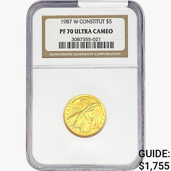 1987 1/4oz Gold $5 Constitution NGC PF70 UC