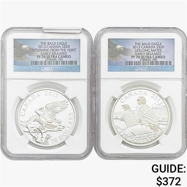 [2]2013 1oz Silver Canada $20-Bald Eagle NGC PF70 UC
