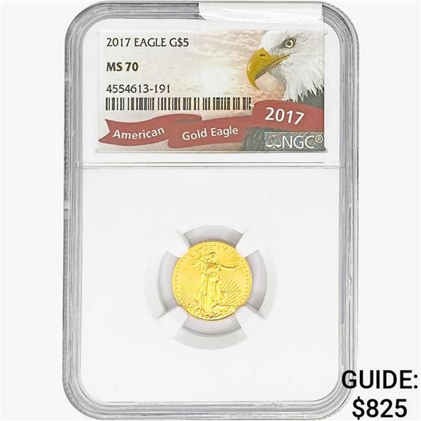 2017 1/10oz $5 AGE NGC MS70