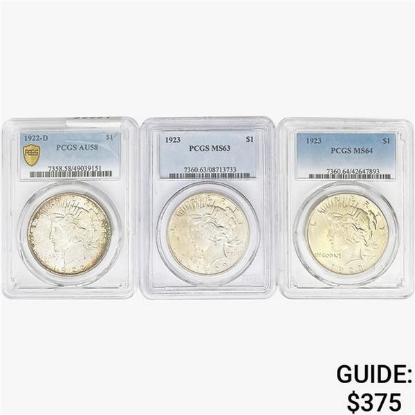 [2]1922-1923 Silver Peace Dollar PCGS AU/MS58-64